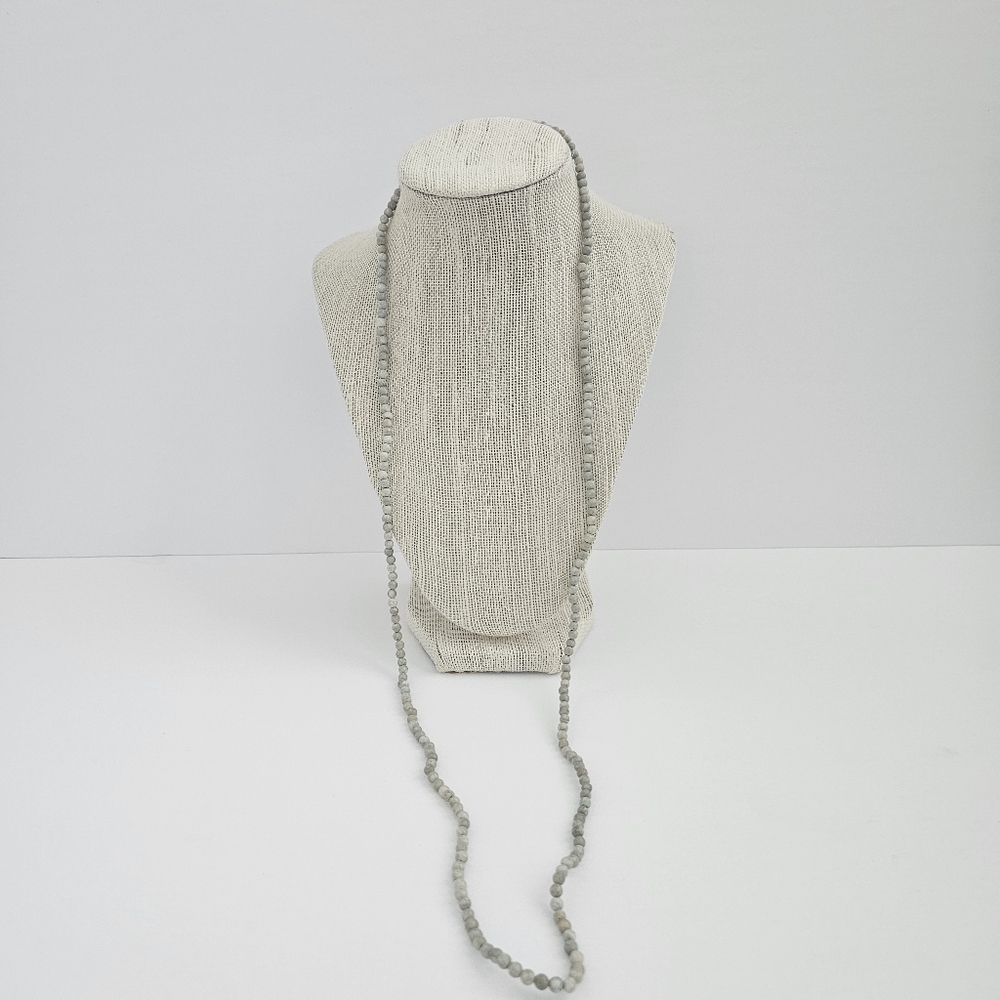 Natural Grey Stone Matte Beaded Rope Necklace